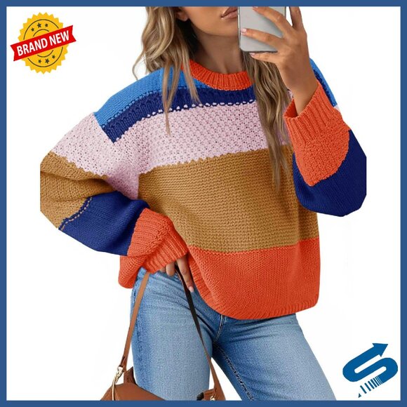 Oversized Cropped Pullover Sweater Soft Knit Y2K Casual Winter Top
